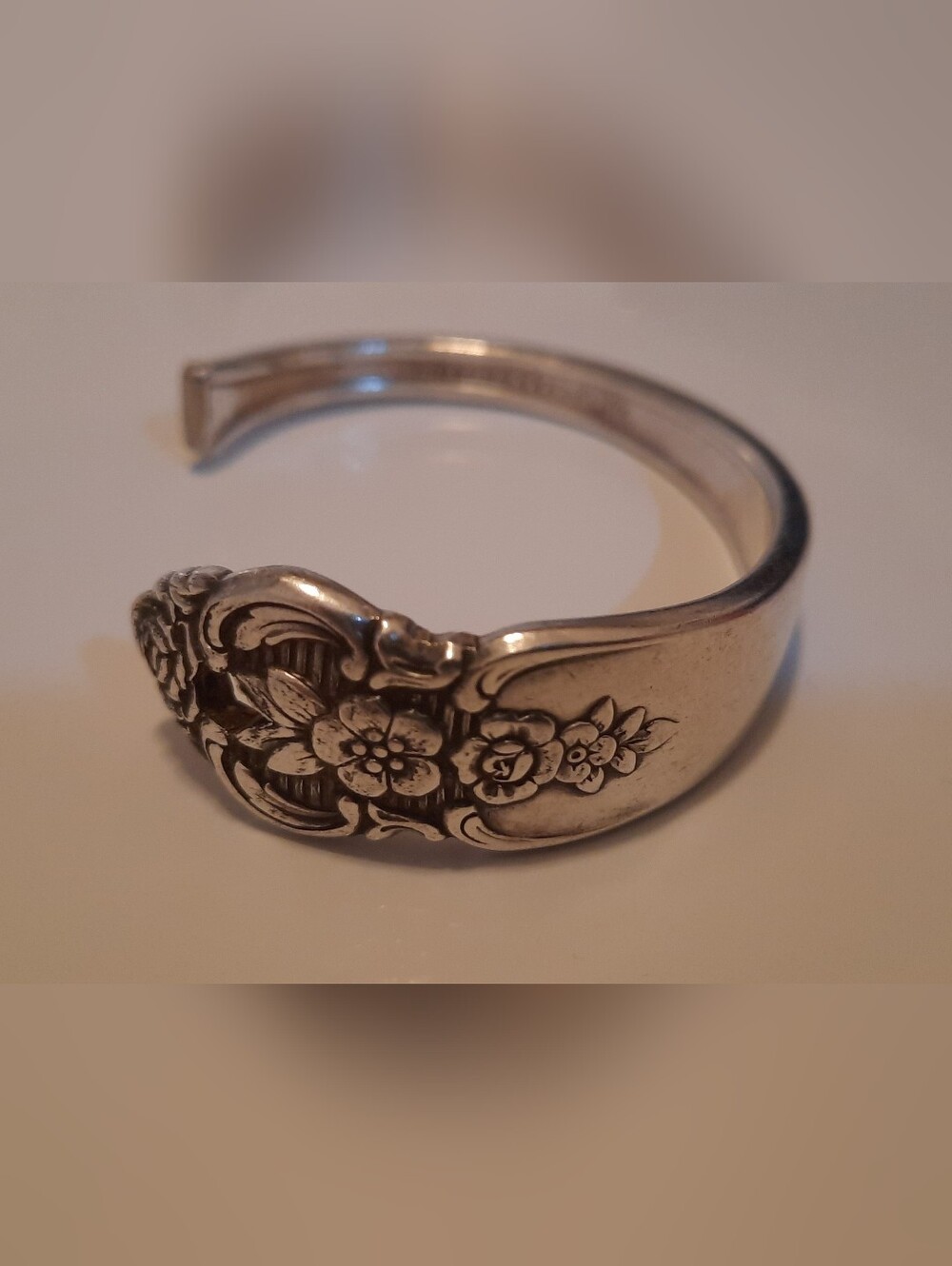Silver Floral Cuff Bracelet - Silver